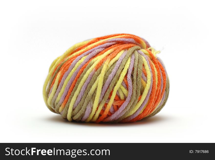 Bale of colorful yarn isolated over white