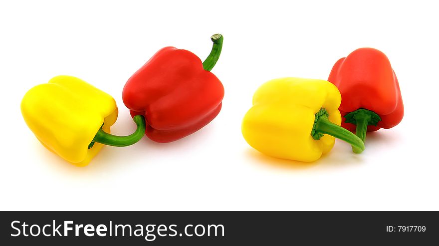 Fresh color peppers isolated on white. Fresh color peppers isolated on white