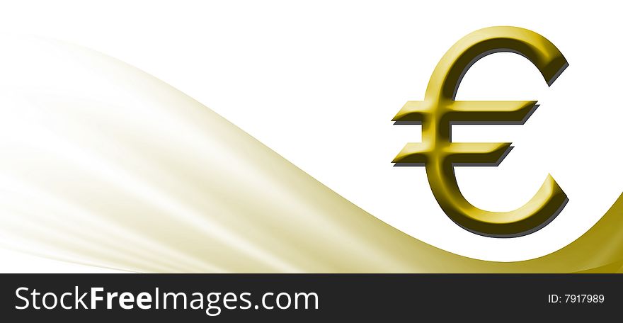 Euro symbol with gold dynamic wave