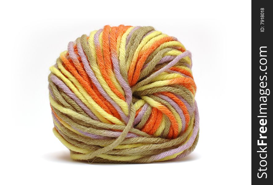 Bale of colorful yarn isolated over white