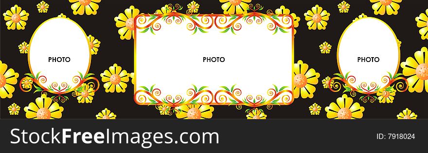 Beautyful blank frame with artistic flower design. Beautyful blank frame with artistic flower design