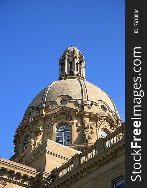 Architectural detail of the ornate dome on an old government building. Architectural detail of the ornate dome on an old government building