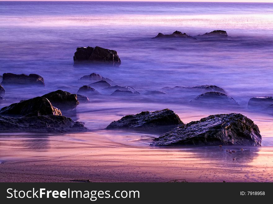 Sunset coastal rocks