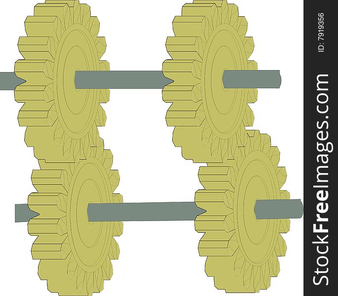 Vector image of four meshing gears. Vector image of four meshing gears