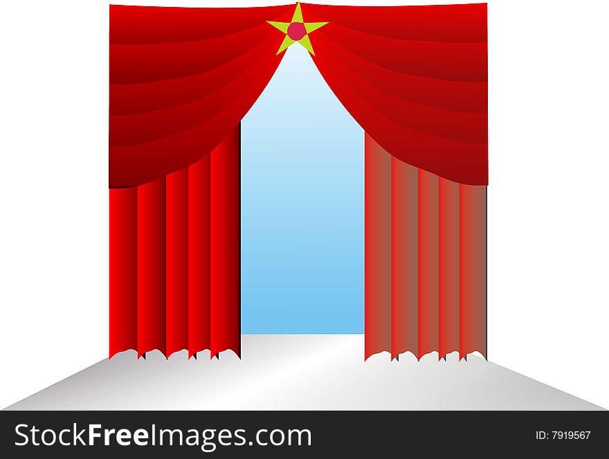 Vector illustration of curtains on a theatre stage
