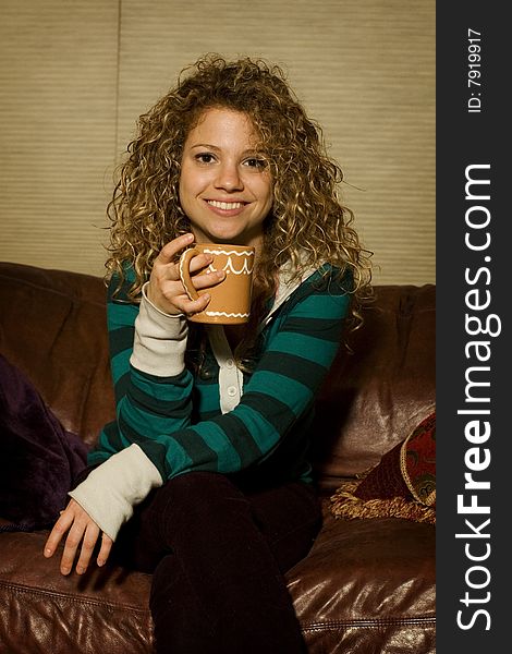 Young Woman Enjoying Hot Chocolate