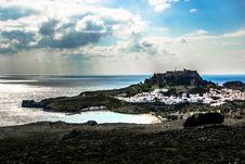 Rhodes- View To Lindos Royalty Free Stock Photography Rhodes- View To Lindos Royalty Free Stock Photography