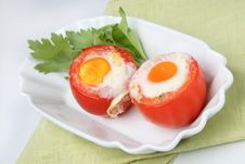 Two Fried Eggs On Fresh Tomato Stock Photos