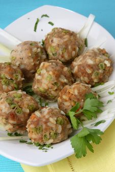 Meat Balls With White Rice And Green Peas Royalty Free Stock Photo Meat Balls With White Rice And Green Peas Royalty Free Stock Photo