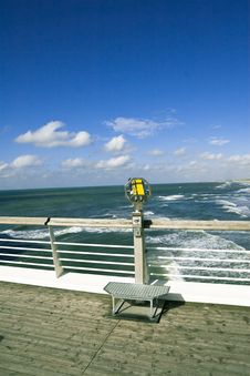 Sea Boardwalk With Telescope Royalty Free Stock Photos