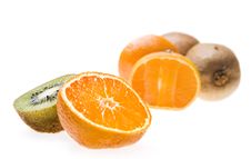 Kiwi And Tangerine Royalty Free Stock Photography Kiwi And Tangerine Royalty Free Stock Photography