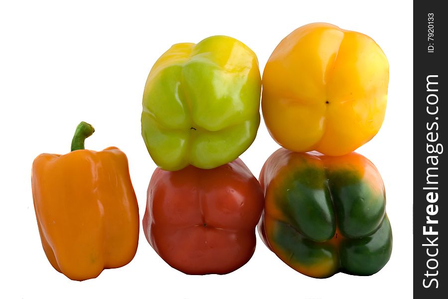 Colorful sweet peppers  isolated on white background