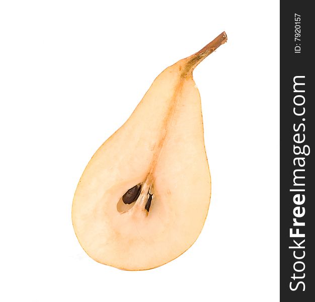 Section of pear  isolated on white background