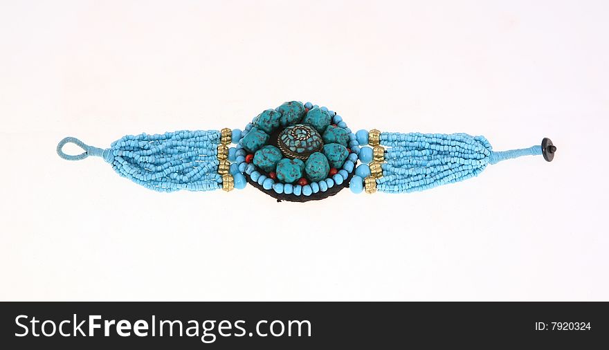 Turquoise bracelet isolated on white background