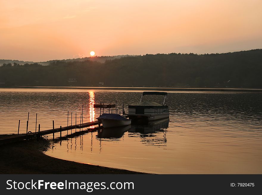 Sunset On Brant Lake In Adirondack