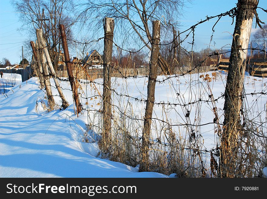 Winter in the siberian village,southeast coast of Baikal, southern Sayan mountains, village Utulik