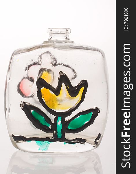 Hand painted glass bottle(flower). Hand painted glass bottle(flower)
