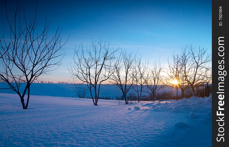 Landscape photo of winter sunrise. Landscape photo of winter sunrise