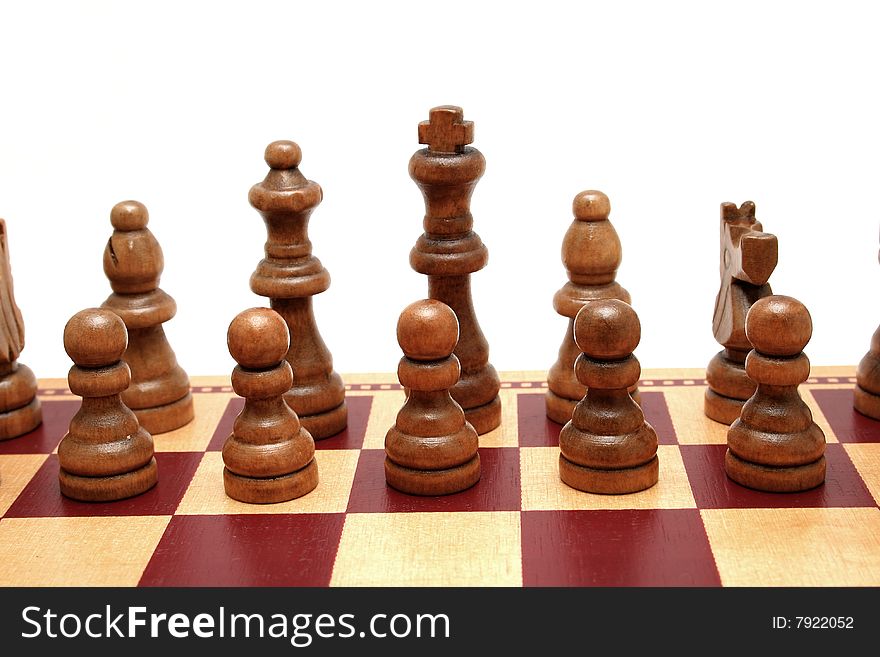 A group of chess pieces isolated with a white background.