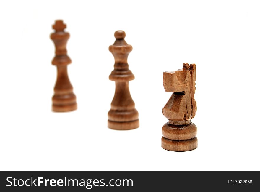 A group of chess pieces isolated with a white background.