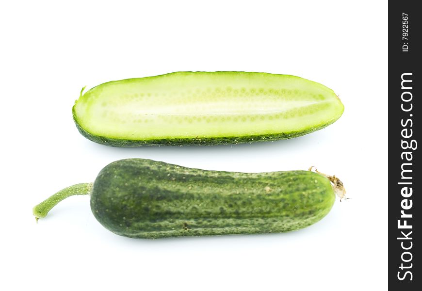 Green cucumber isolated on white background