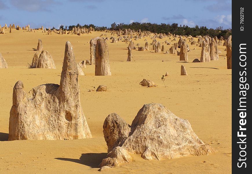 Beauty of rock formations in Pinnacle desert. Nambung National Park, Pinnacles desert, Western Australia