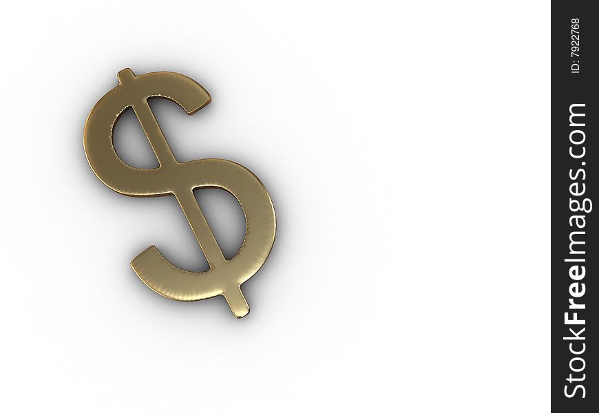 Gold dollar sign symbol 3d euro