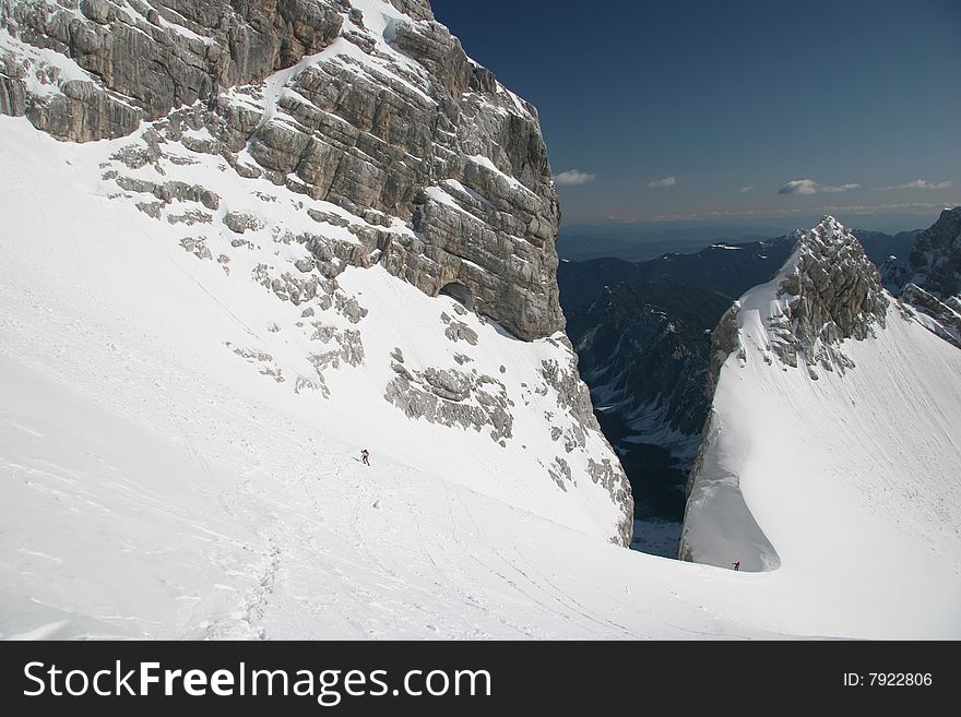 Winter mountaineers in Julian Alps