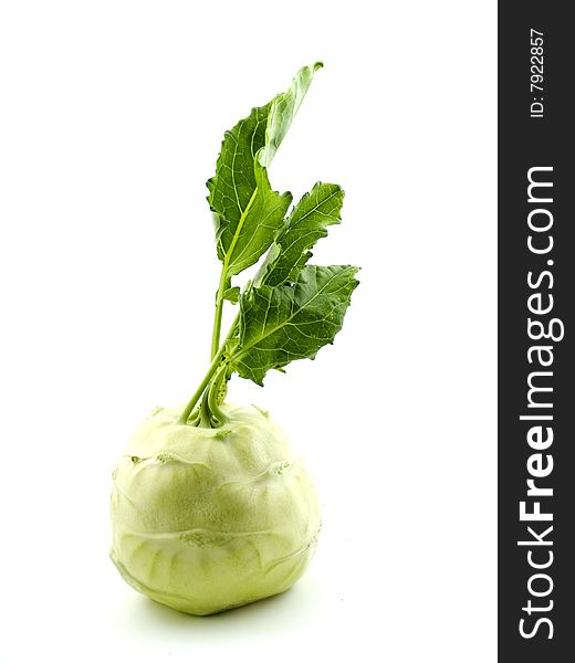 Fresh kohlrabie vegetable isolated on white