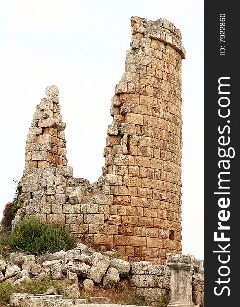 Turkey, Perge.Ancient tower ruins.