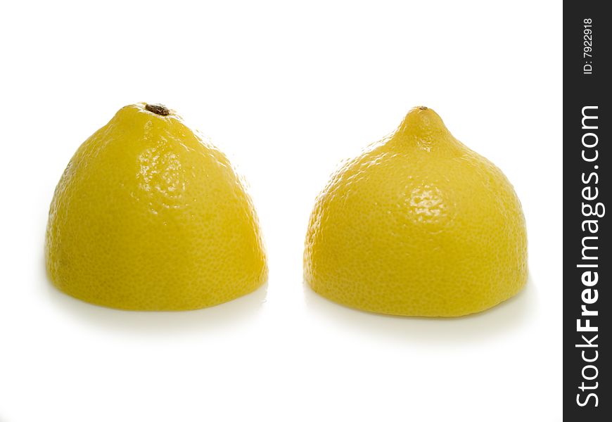 Photo of lemon slice fruit isolated on white