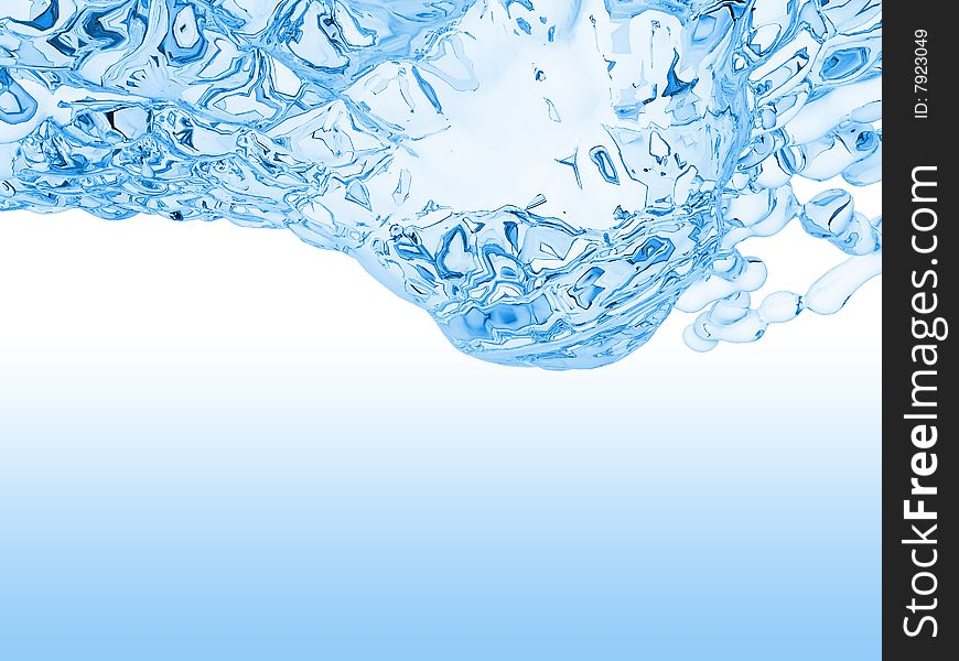 Isolated clear water splash. 3D render.