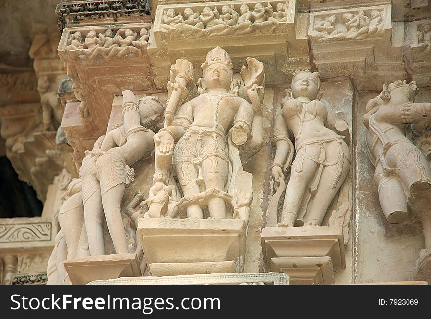 Erotic Scene With Shiva In Khajuraho Temple