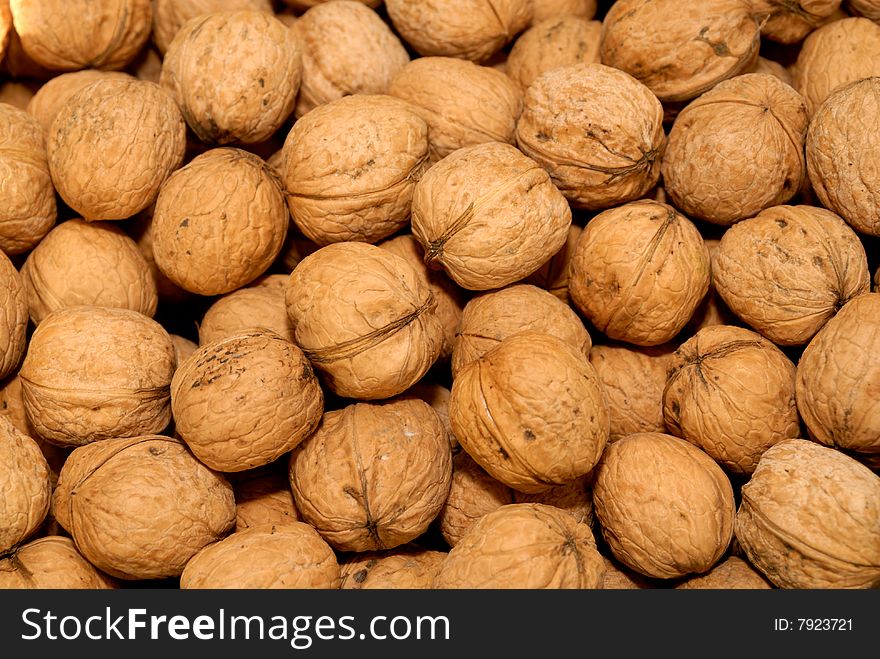 Lots of walnuts in a group