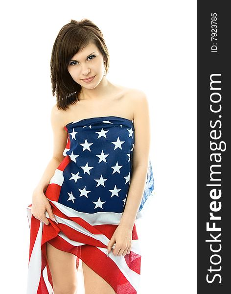 Sexy Woman Wearing An American Flag