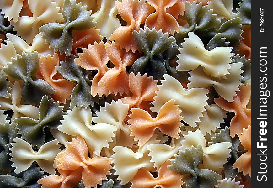 Macaroni that looks like multi-coloured butterflies. Macaroni that looks like multi-coloured butterflies