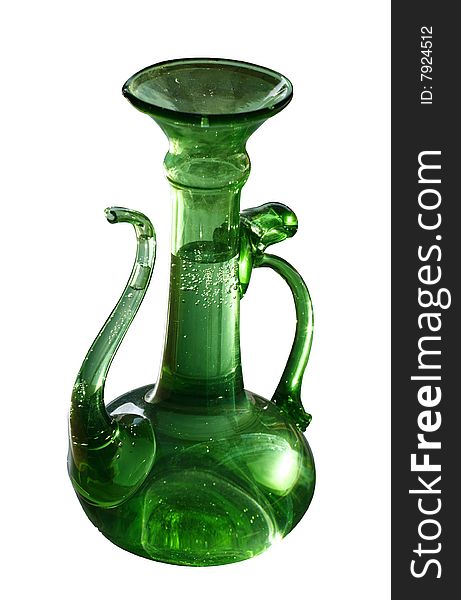 Green Arabian a jug on a white background (Objects with Clipping Paths). Green Arabian a jug on a white background (Objects with Clipping Paths)