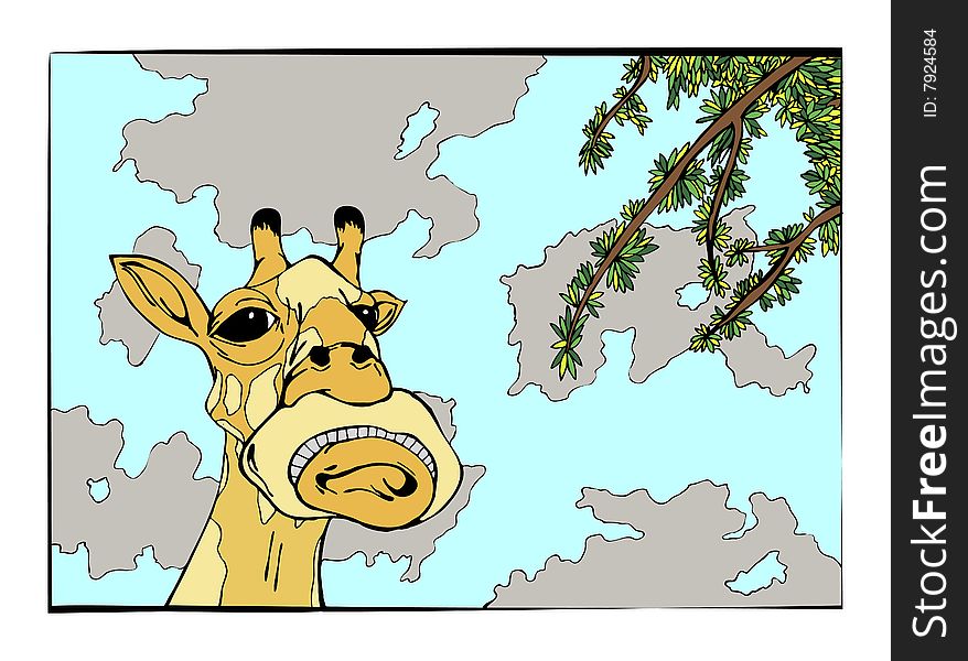 Giraffe and the world in vector illustration