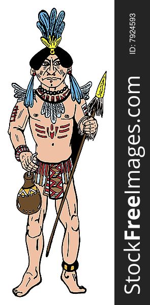South american indian in vector illustration. South american indian in vector illustration