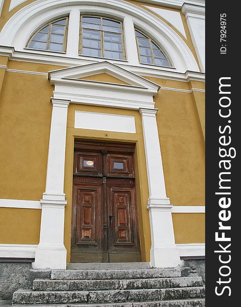 Door in Christian church in bosnia