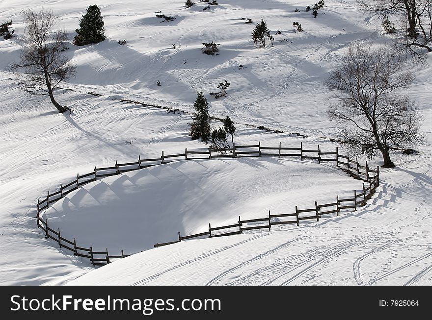 A winter landscape in the french pyrÃ©nÃ©es. A winter landscape in the french pyrÃ©nÃ©es