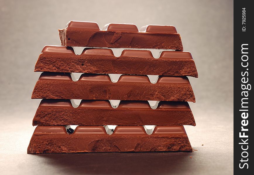 Pyramid from the sticks of chocolate built on each other