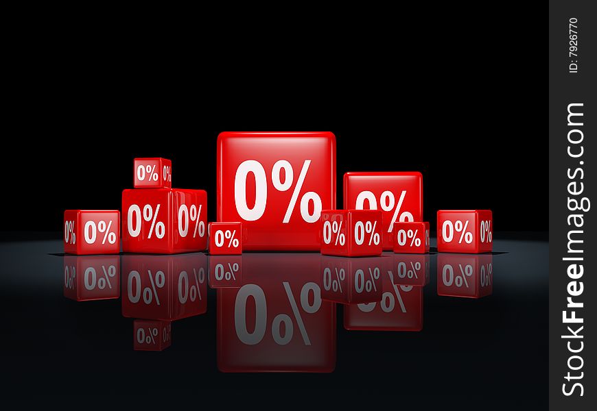 Red cubes with percentage sign