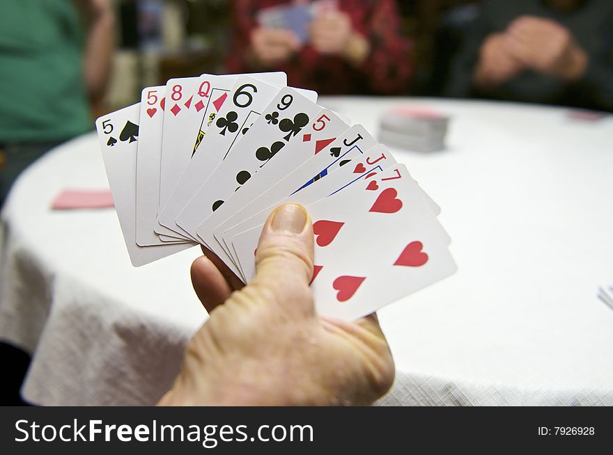 Card Player shows his Hand. Card Player shows his Hand