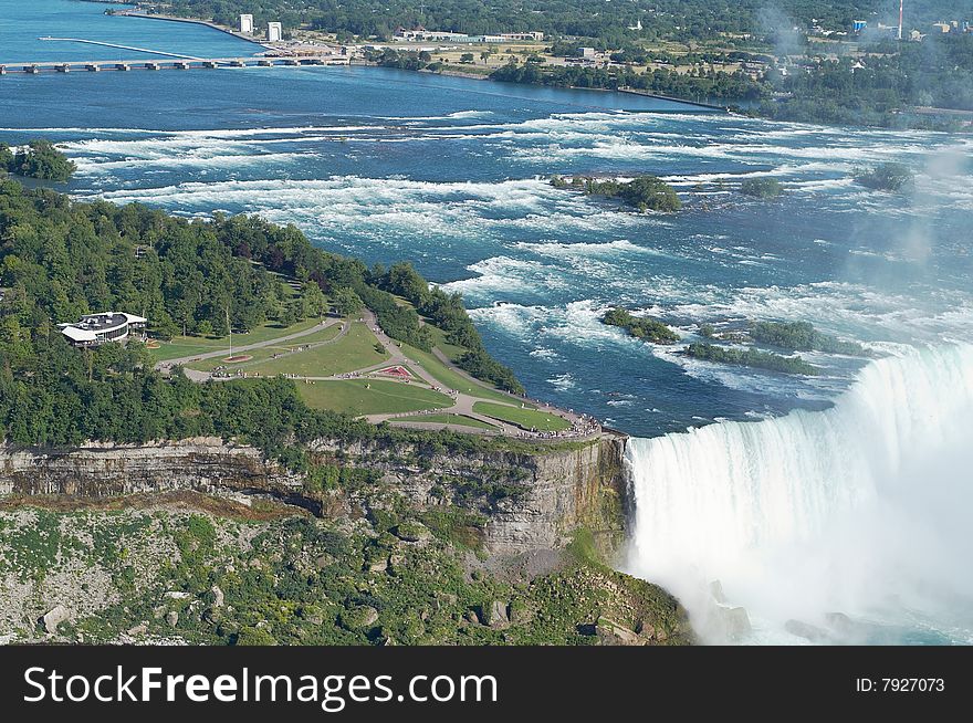 Niagara river turning into Niagara waterfall