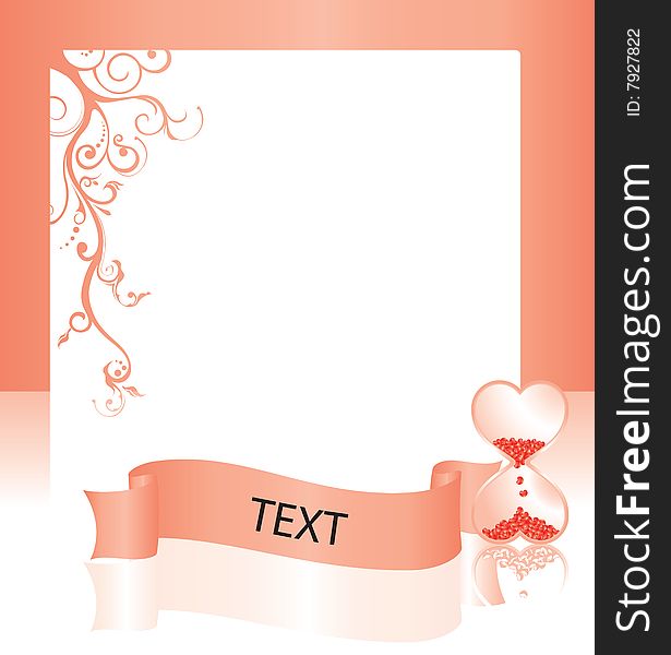 Valentines Day background with Hearts, hourglass and pattern, element for design, vector illustration. Valentines Day background with Hearts, hourglass and pattern, element for design, vector illustration