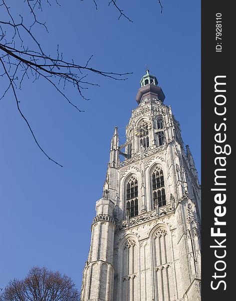 The outside of a very old church, Breda, Netherlands