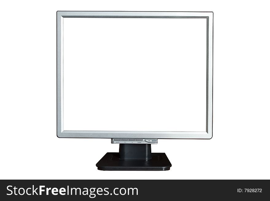 LCD  monitor  with white screen isolated on white. LCD  monitor  with white screen isolated on white