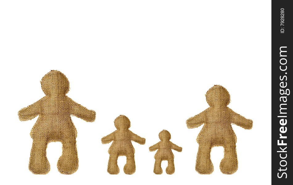 representation of a traditional family, mother, father and two young children. representation of a traditional family, mother, father and two young children
