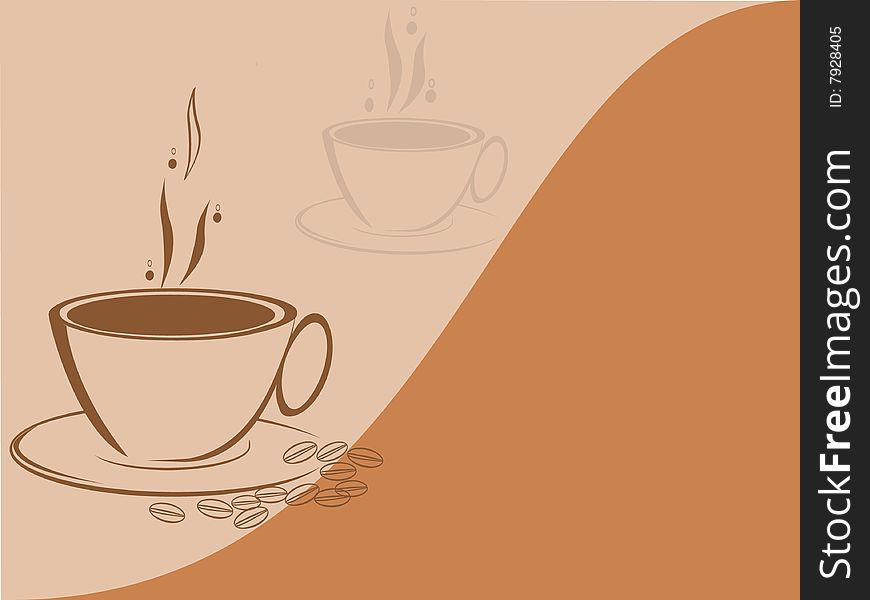 A Silhouette of  coffee or a hot chocolate cup as background. A Silhouette of  coffee or a hot chocolate cup as background